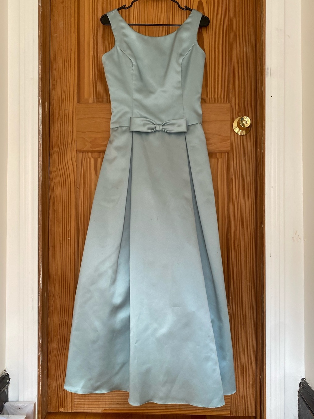 Vintage Light Blue/Seafoam Sleeveless A-Line Dress with Bow Waist